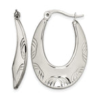 Stainless Steel Polished Textured Creole Hoop Earrings for Women