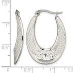 Stainless Steel Polished Textured Creole Hoop Earrings for Women