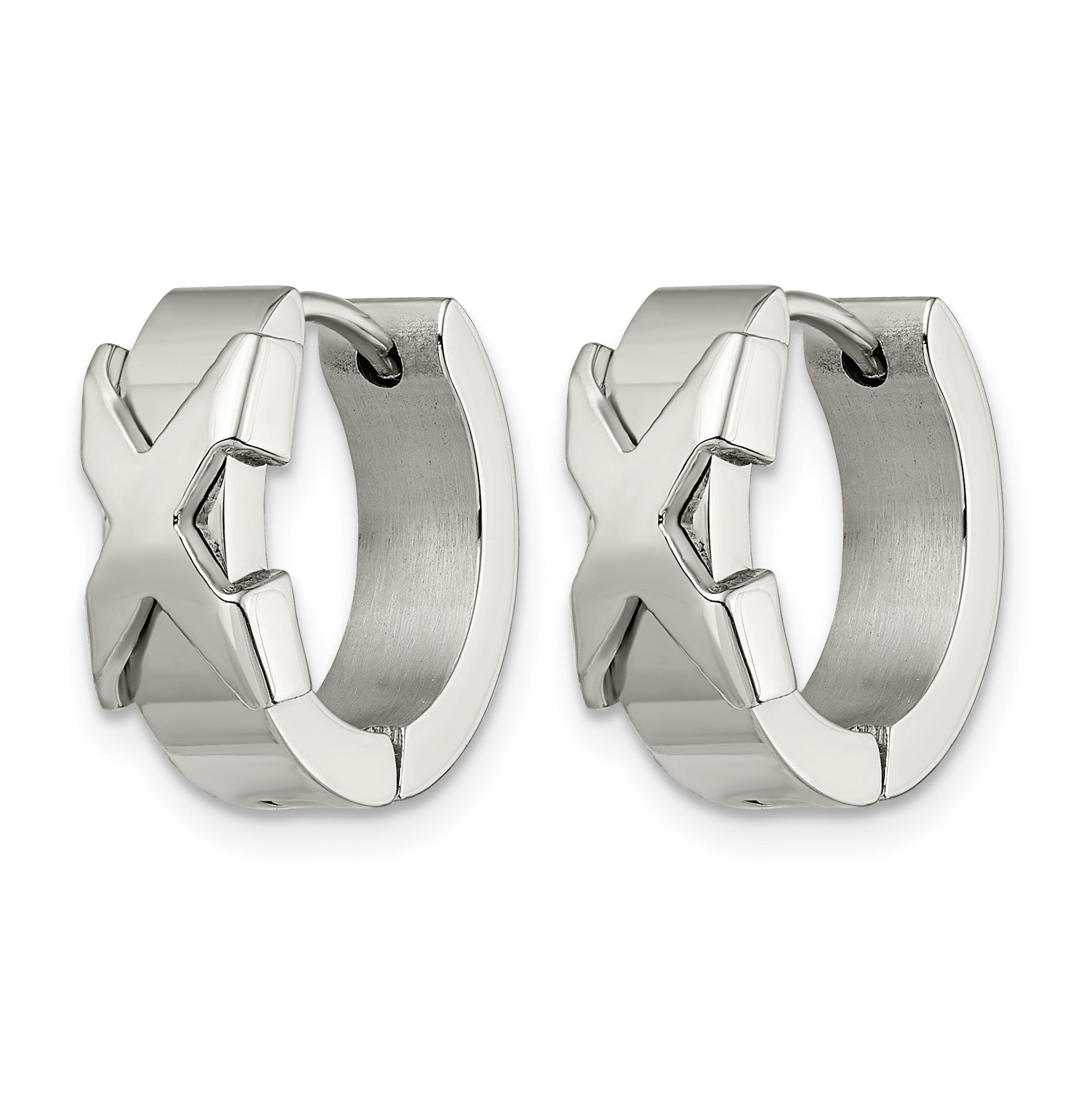 Stainless Steel Polished Hinged Huggie Hoop Earrings for Women Secondary image