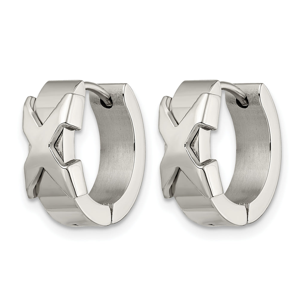Stainless Steel Polished Hinged Huggie Hoop Earrings for Women