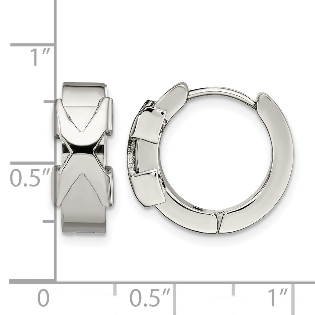 Stainless Steel Polished Hinged Huggie Hoop Earrings for Women