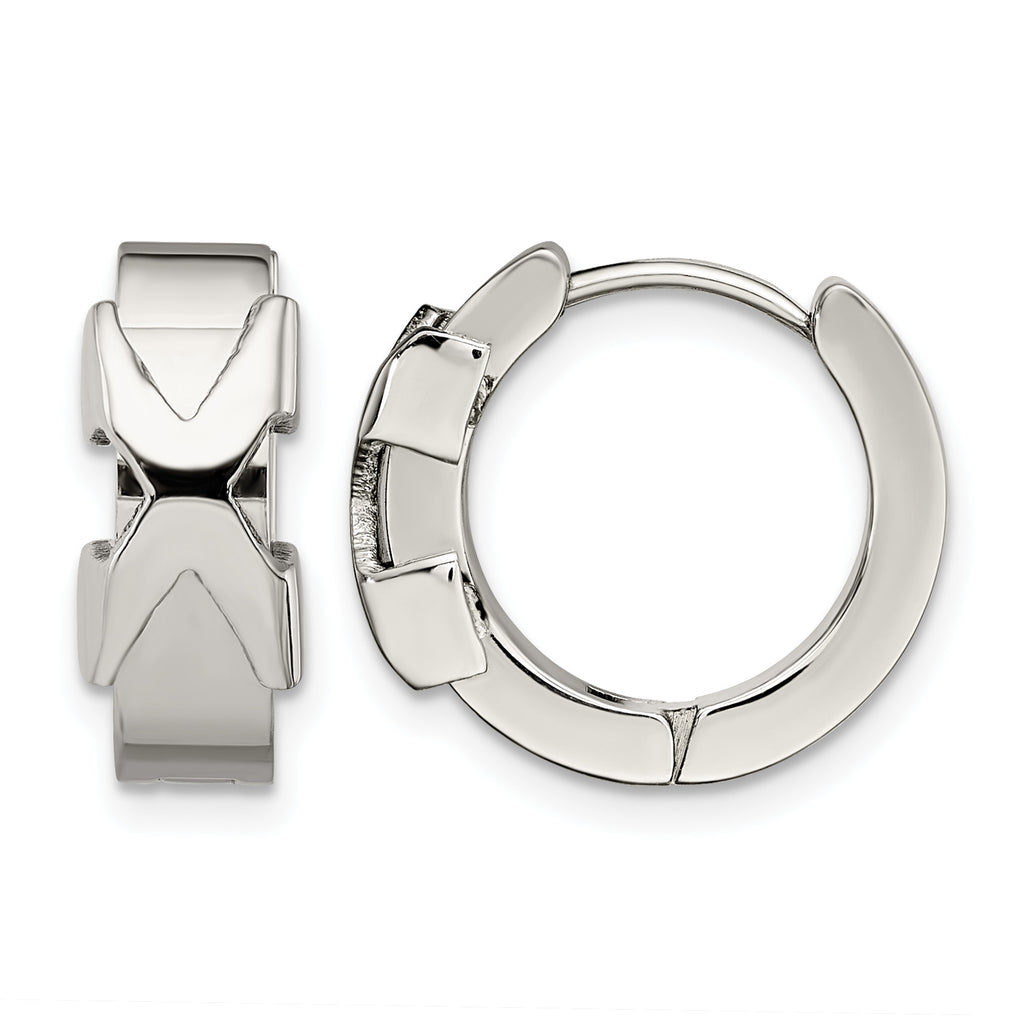 Stainless Steel Polished Hinged Huggie Hoop Earrings for Women