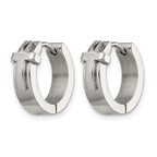 Stainless Steel Polished Hinged Cross Huggie Hoop Earrings for Women