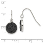 Stainless Steel Polished Black Crystal Drop Dangle Earrings for Women
