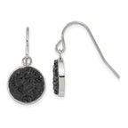 Stainless Steel Polished Black Crystal Drop Dangle Earrings for Women