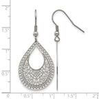 Stainless Steel Polished Textured Drop Dangle Earrings for Women