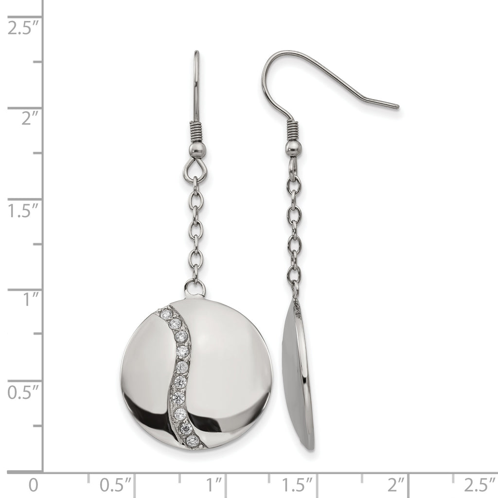 Stainless Steel Polished Cubic Zirconia Drop Dangle Earrings for Women