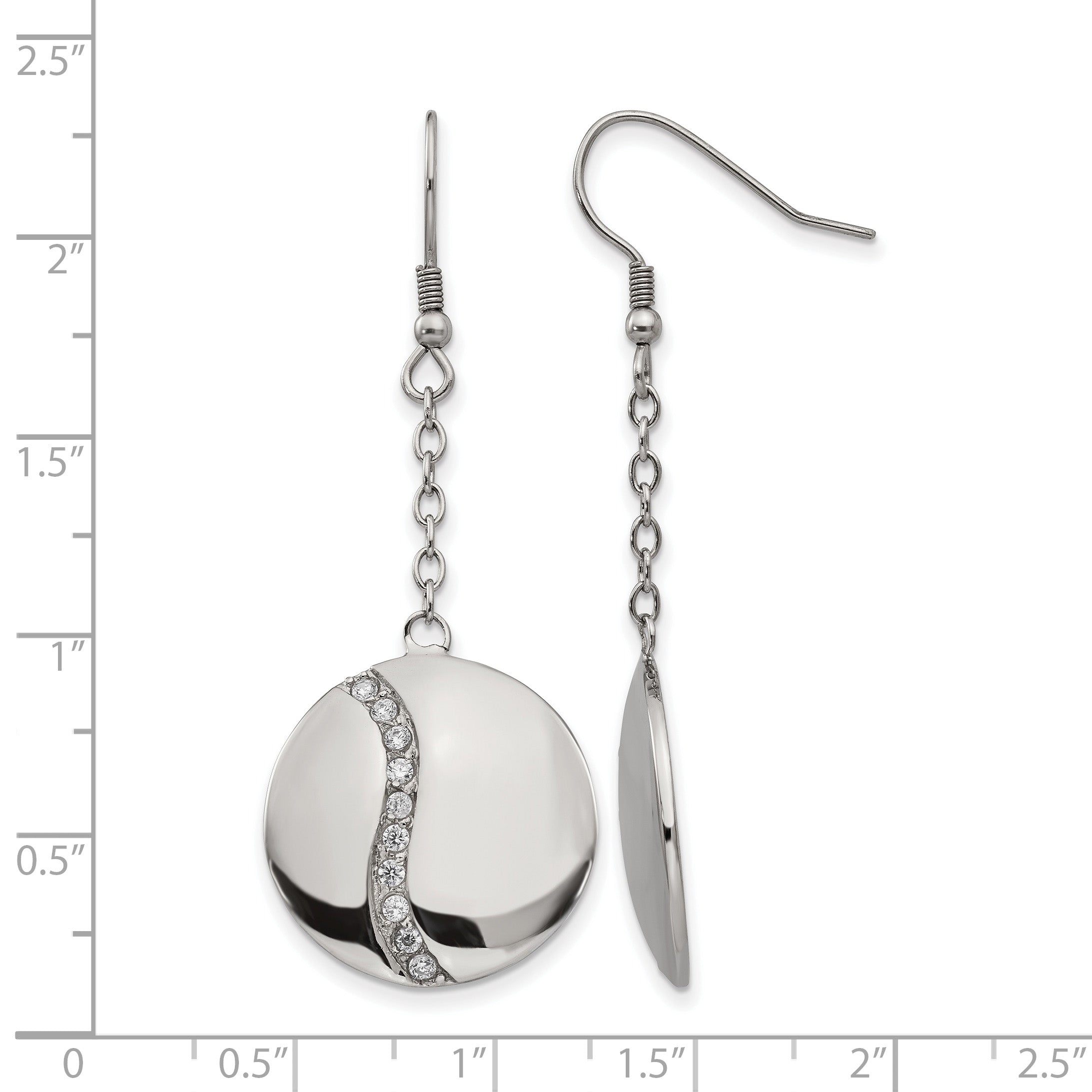 Stainless Steel Polished Cubic Zirconia Drop Dangle Earrings for Women