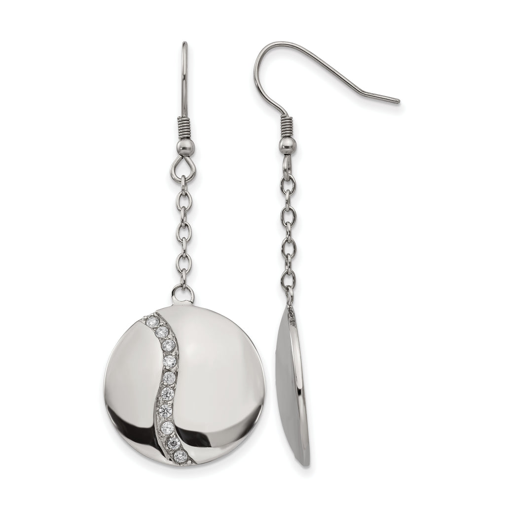 Stainless Steel Polished Cubic Zirconia Drop Dangle Earrings for Women