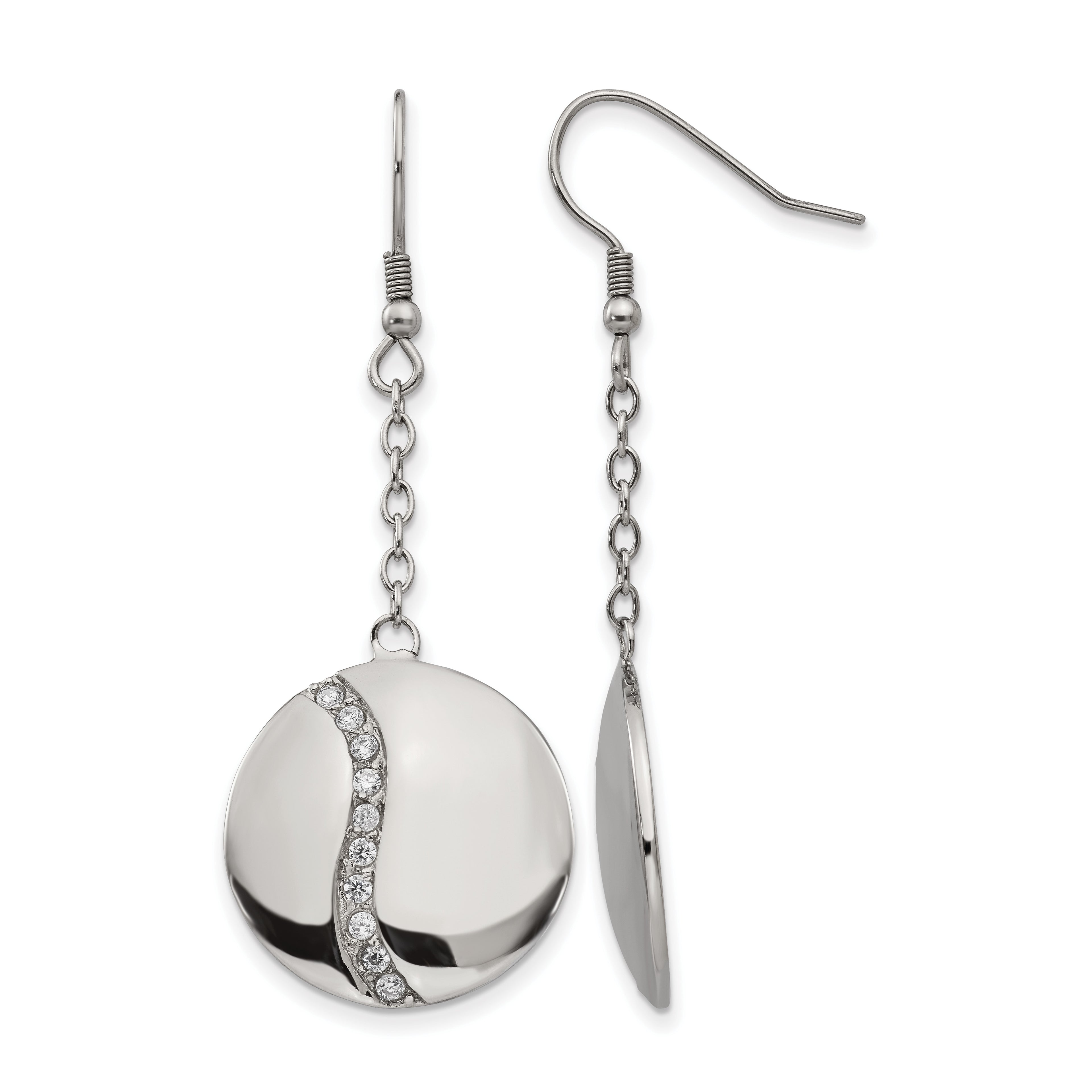 Stainless Steel Polished Cubic Zirconia Drop Dangle Earrings for Women