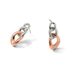 Stainless Steel Rose Gold-Tone Polished Crystal Drop Dangle Earrings for Women