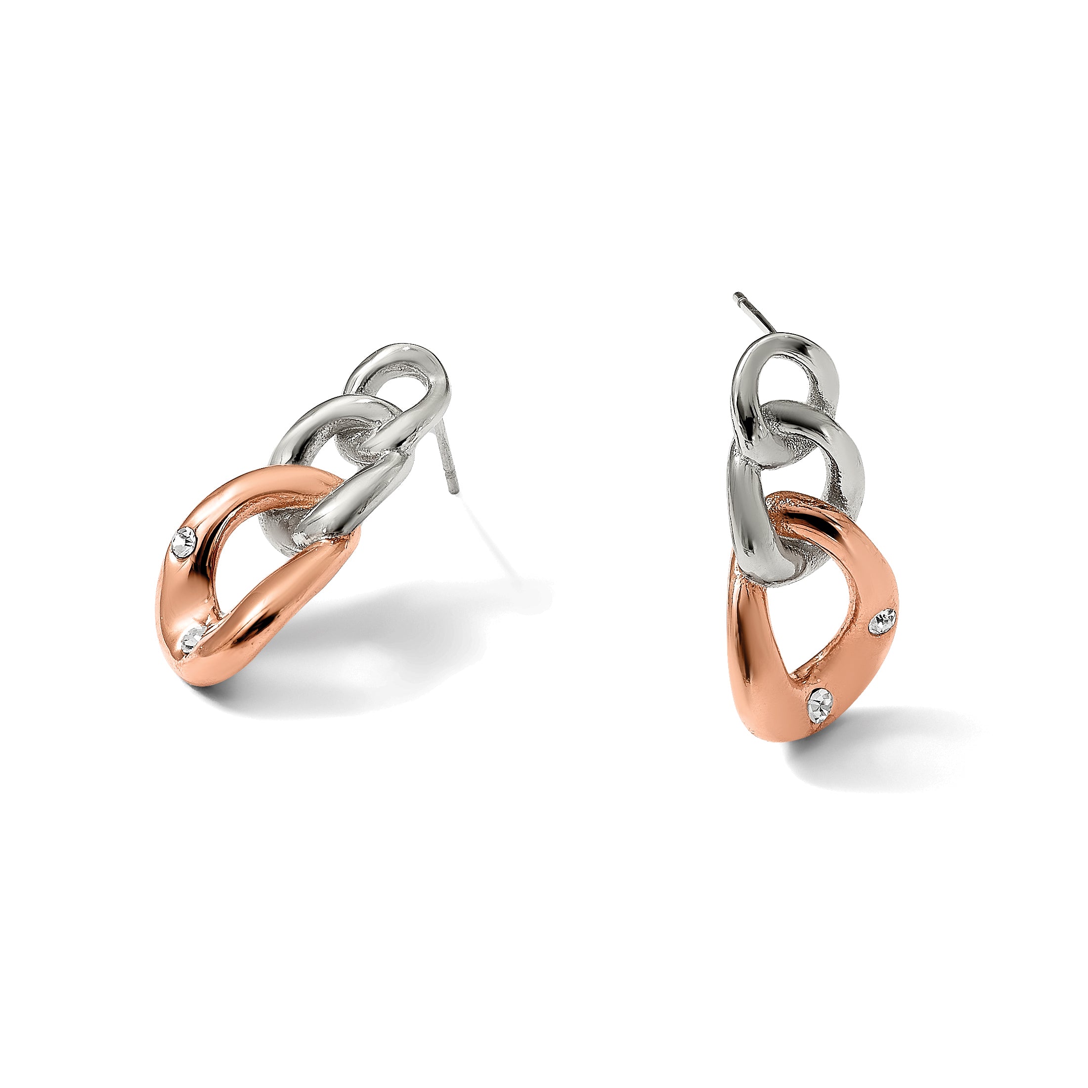 Stainless Steel Rose Gold-Tone Polished Crystal Drop Dangle Earrings for Women