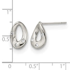 Stainless Steel Polished Teardrop Crystal Button Earrings for Women
