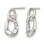Stainless Steel Polished Crystal Drop Dangle Earrings for Women