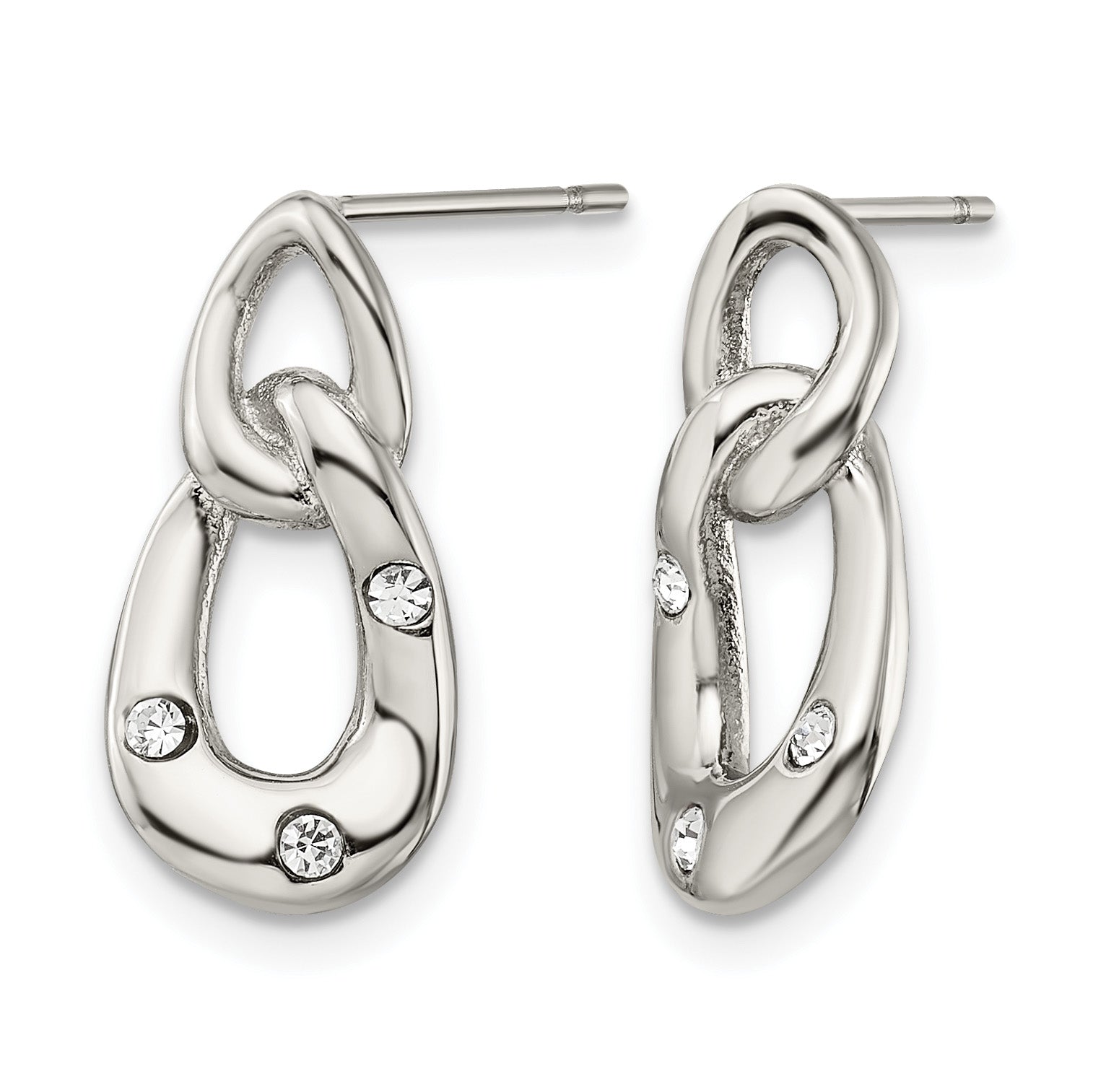 Stainless Steel Polished Crystal Drop Dangle Earrings for Women