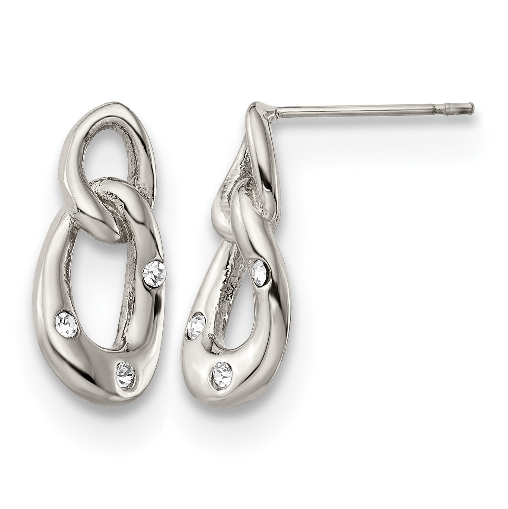 Stainless Steel Polished Crystal Drop Dangle Earrings for Women Main image