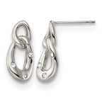 Stainless Steel Polished Crystal Drop Dangle Earrings for Women