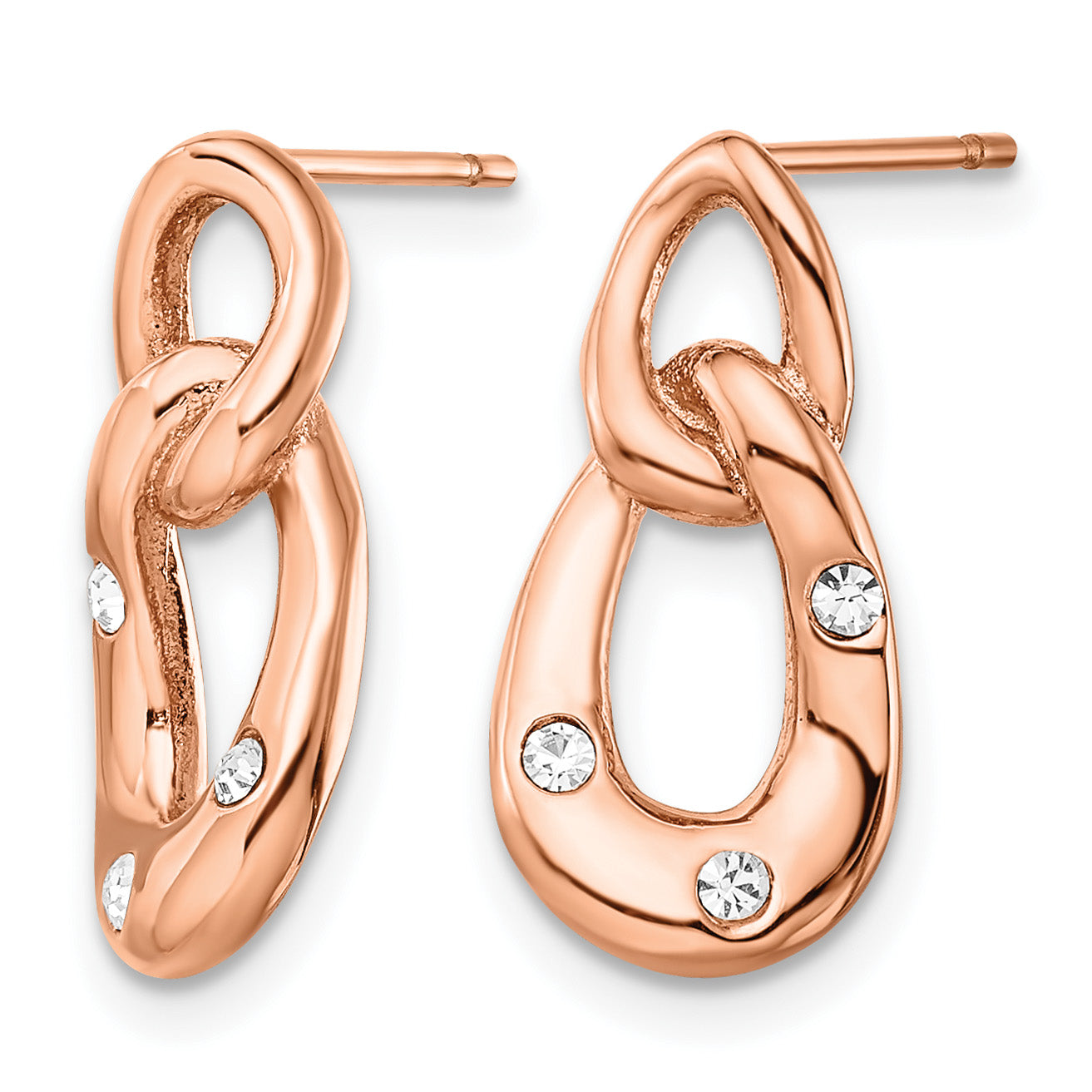 Stainless Steel Rose Gold-Tone Polished Crystal Drop Dangle Earrings for Women Secondary image
