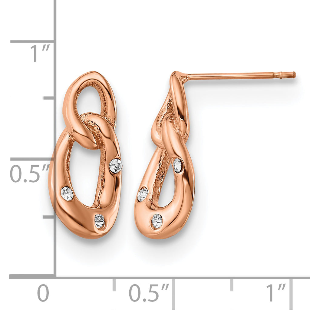 Stainless Steel Rose Gold-Tone Polished Crystal Drop Dangle Earrings for Women