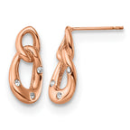 Stainless Steel Rose Gold-Tone Polished Crystal Drop Dangle Earrings for Women
