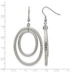 Stainless Steel Polished Oval Textured Drop Dangle Earrings for Women