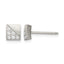 Stainless Steel Polished & Brushed Square Cubic Zirconia Cluster Button Earrings