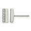 Stainless Steel Polished & Brushed Cubic Zirconia Cluster Button Earrings