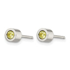 Stainless Steel Polished Green Cubic Zirconia Birthstone Stud Earrings for Women