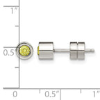 Stainless Steel Polished Green Cubic Zirconia Birthstone Stud Earrings for Women