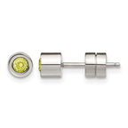 Stainless Steel Polished Green Cubic Zirconia Birthstone Stud Earrings for Women