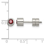 Stainless Steel Polished Red Cubic Zirconia Birthstone Stud Earrings