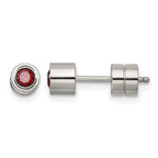 Stainless Steel Polished Red Cubic Zirconia Birthstone Stud Earrings