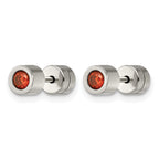 Stainless Steel Polished Red Cubic Zirconia Birthstone Stud Earrings