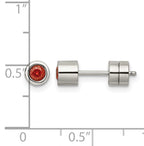 Stainless Steel Polished Red Cubic Zirconia Birthstone Stud Earrings