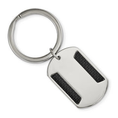 Chisel Stainless Steel Polished Black Carbon Fiber Inlay Key Ring