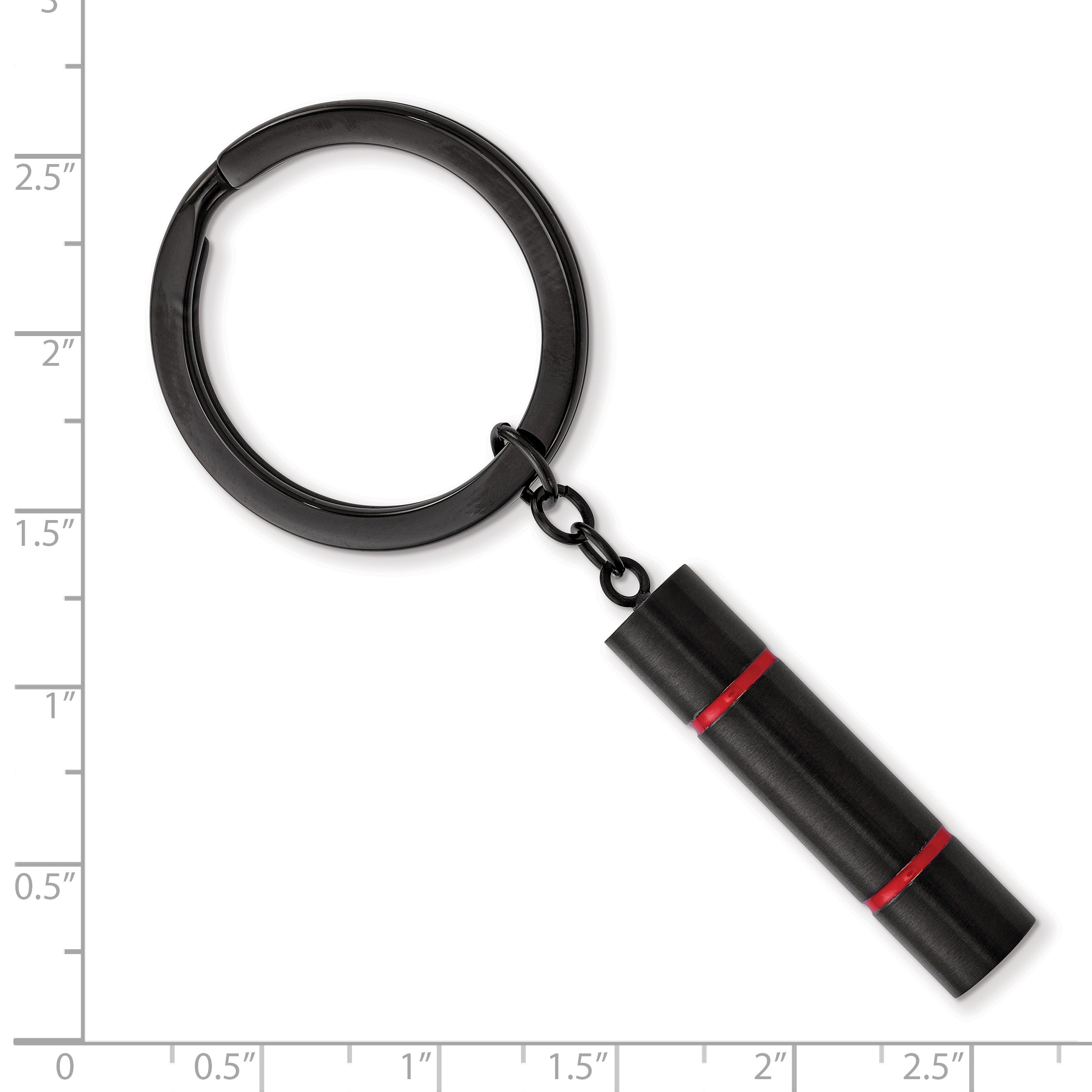 Stainless Steel Brushed and Polished Black IP-plated w/Red Enamel Key Ring Secondary image