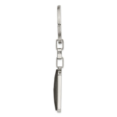 Chisel Stainless Steel Polished Solid Black Carbon Fiber Inlay Key Ring