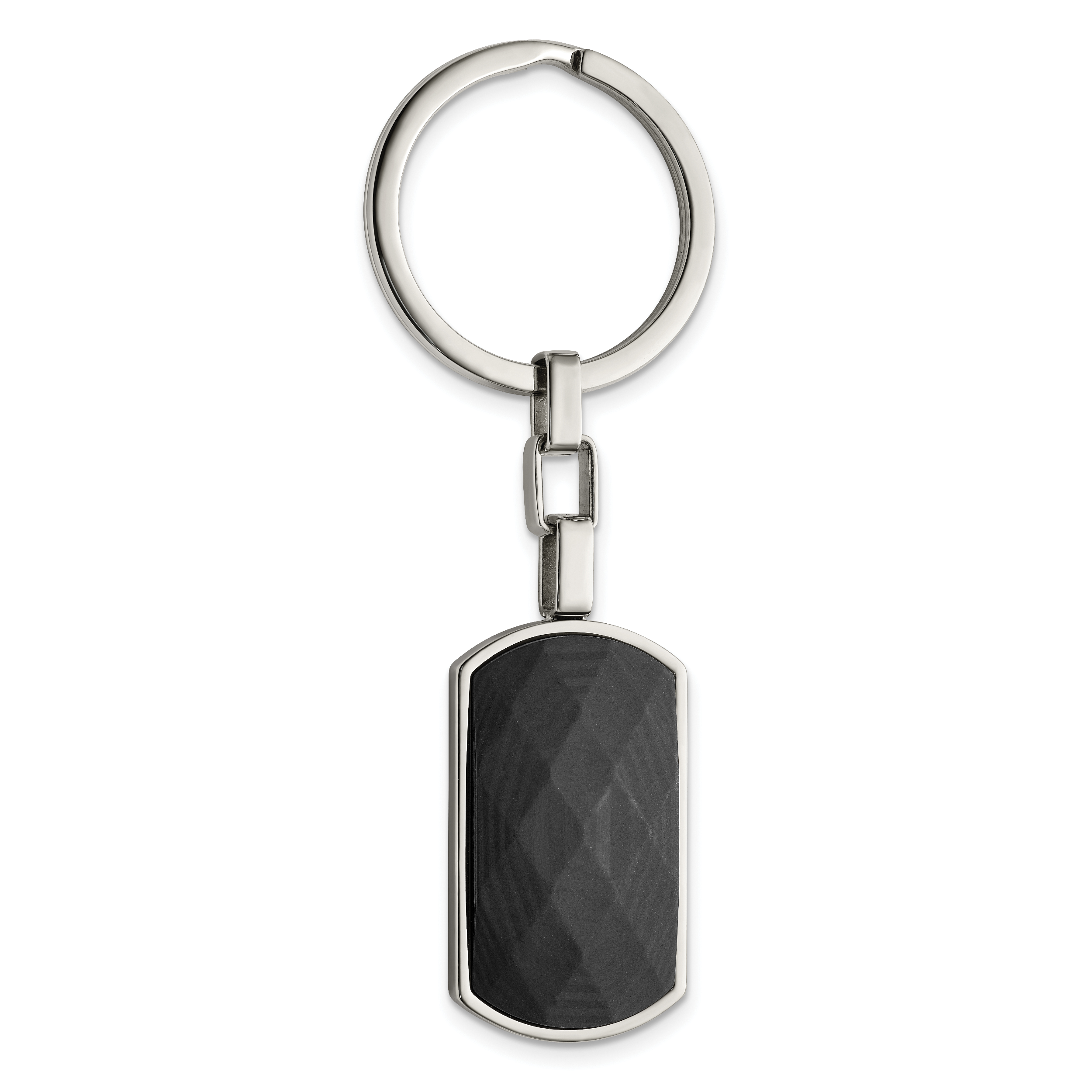 Chisel Stainless Steel Polished Solid Black Carbon Fiber Inlay Key Ring Main image