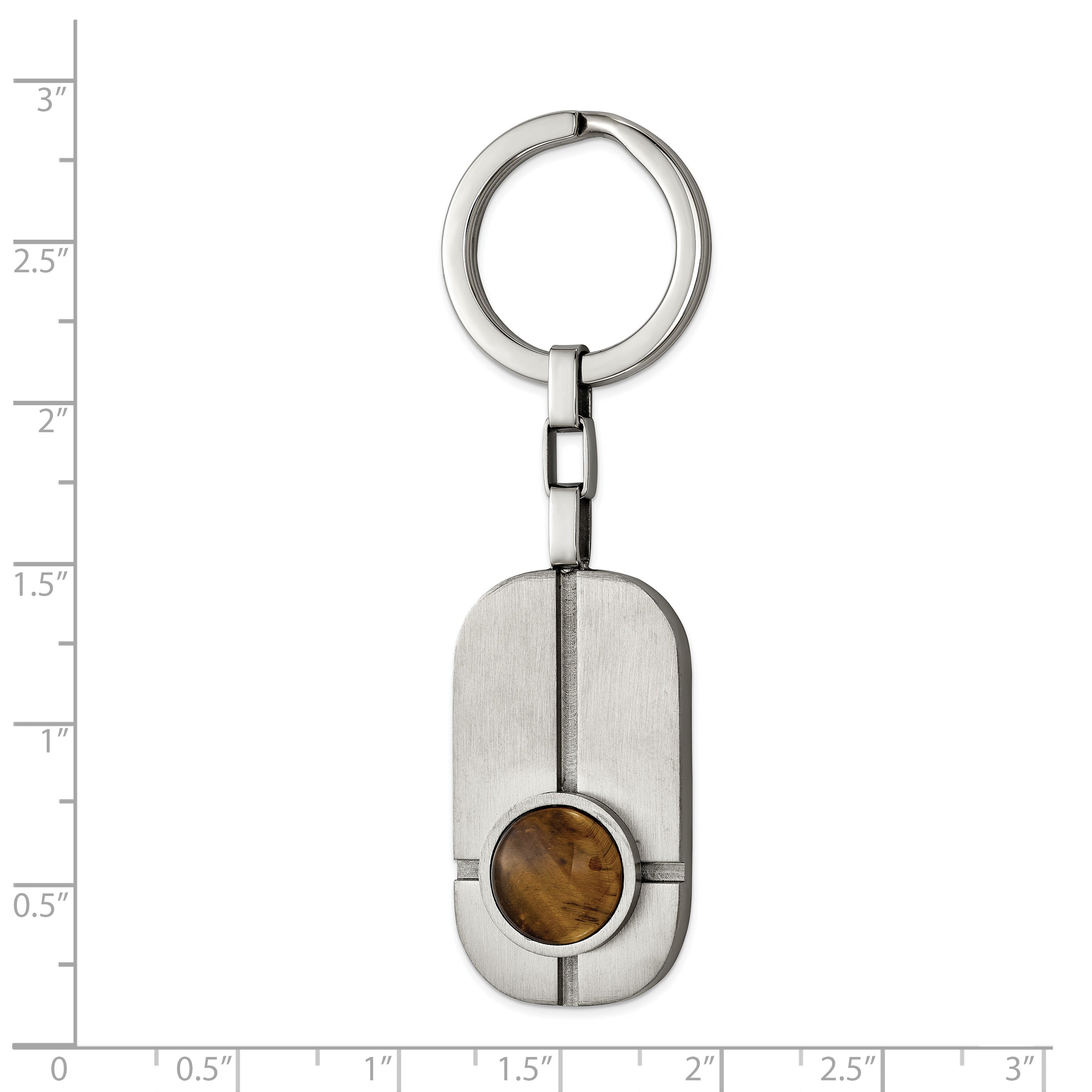 Tiger's Eye Key Ring in Stainless Steel Secondary image