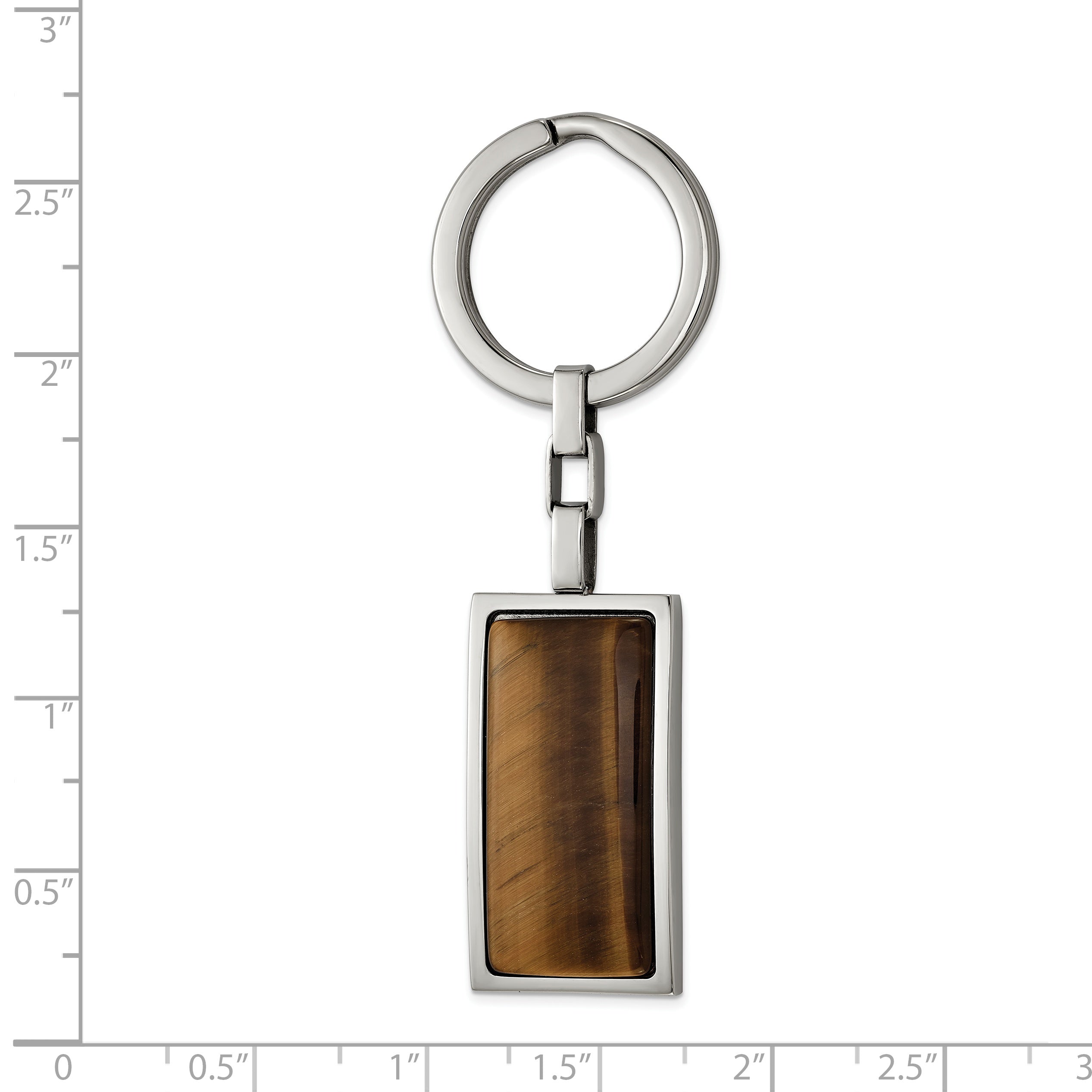 Chisel Stainless Steel Polished Tiger's Eye Key Ring