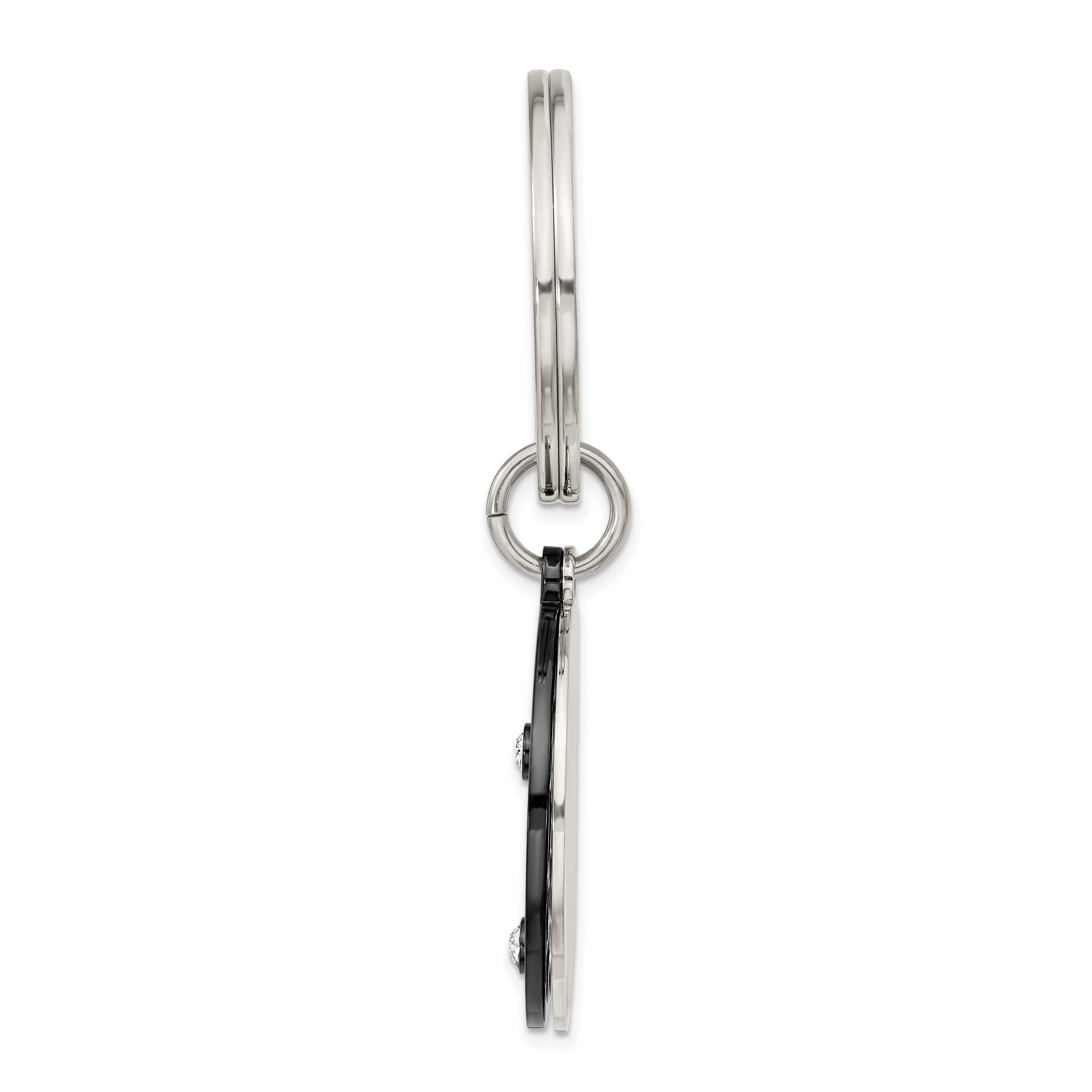Chisel Stainless Steel Polished Black IP-plated with Crystals Star 2 Piece Key Ring