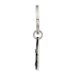 Chisel Stainless Steel Polished Black IP-plated with Crystals Star 2 Piece Key Ring