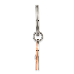 Chisel Stainless Steel Polished Rose IP-plated with Crystals LOVE Hearts 2 Piece Key Ring
