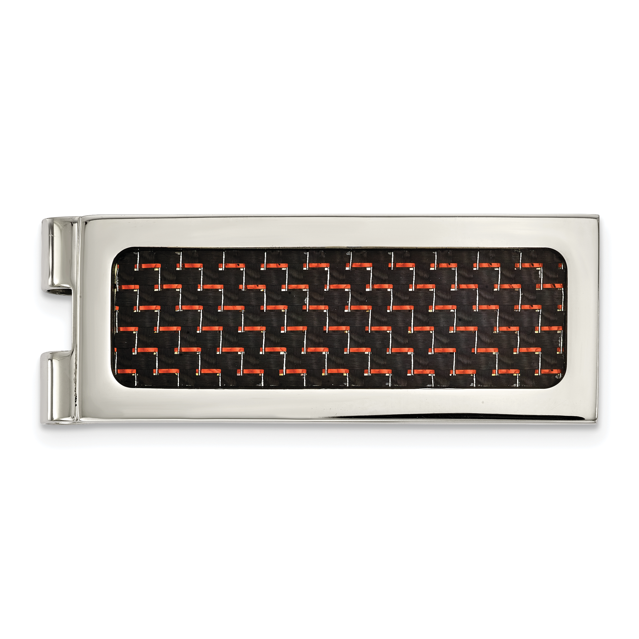 Chisel Stainless Steel Polished with Black and Red Carbon Fiber Inlay Money Clip