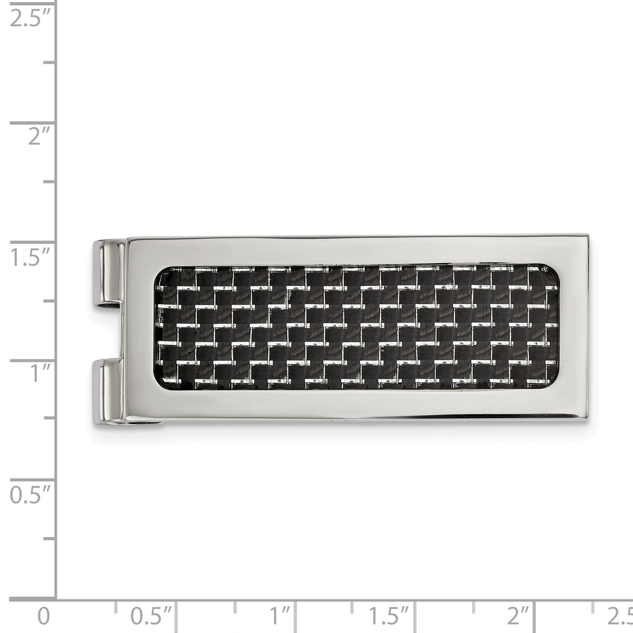 Chisel Stainless Steel Polished with Black Carbon Fiber Inlay Money Clip