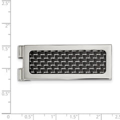 Chisel Stainless Steel Polished with Black Carbon Fiber Inlay Money Clip