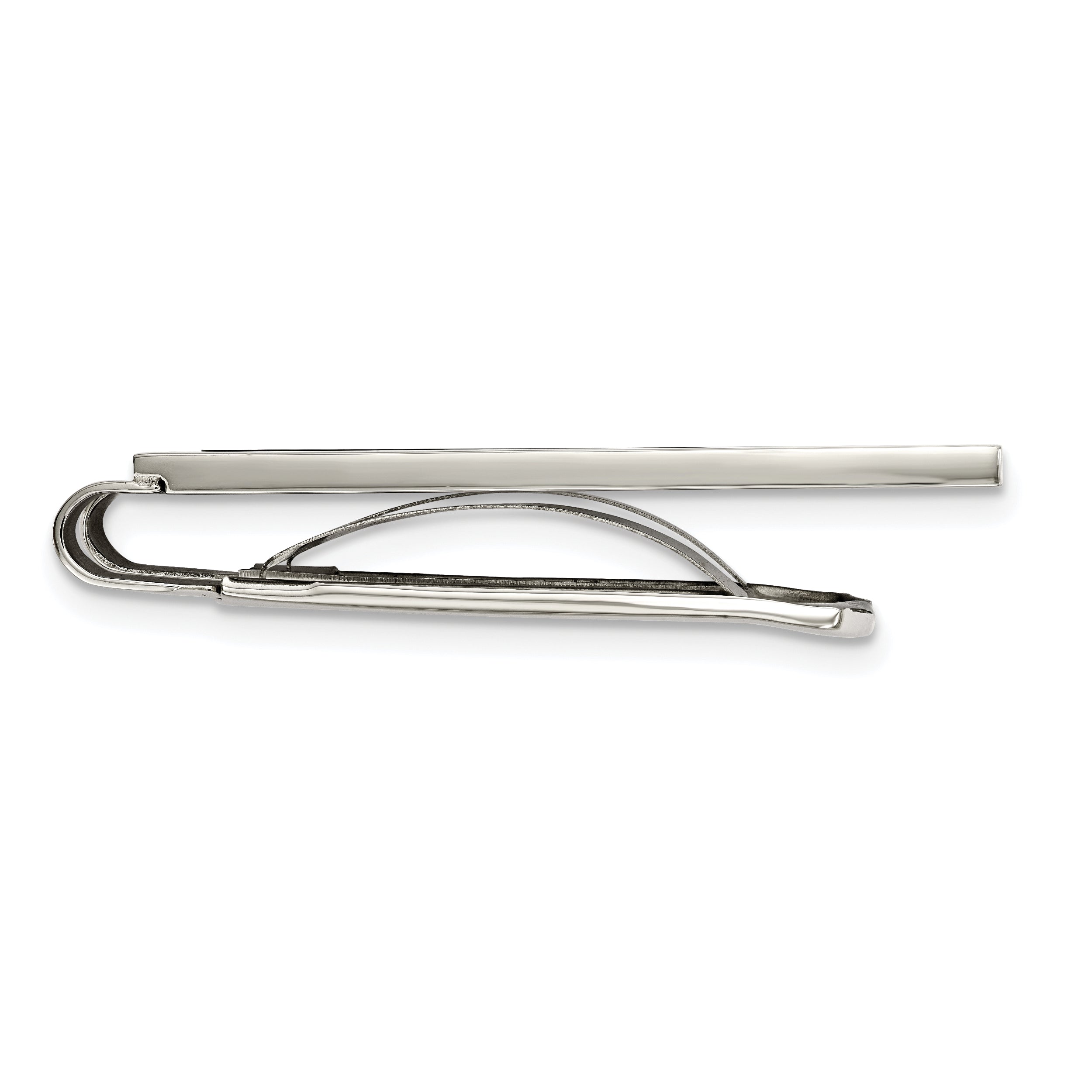 Chisel Stainless Steel Polished with Black Agate Inlay Money Clip