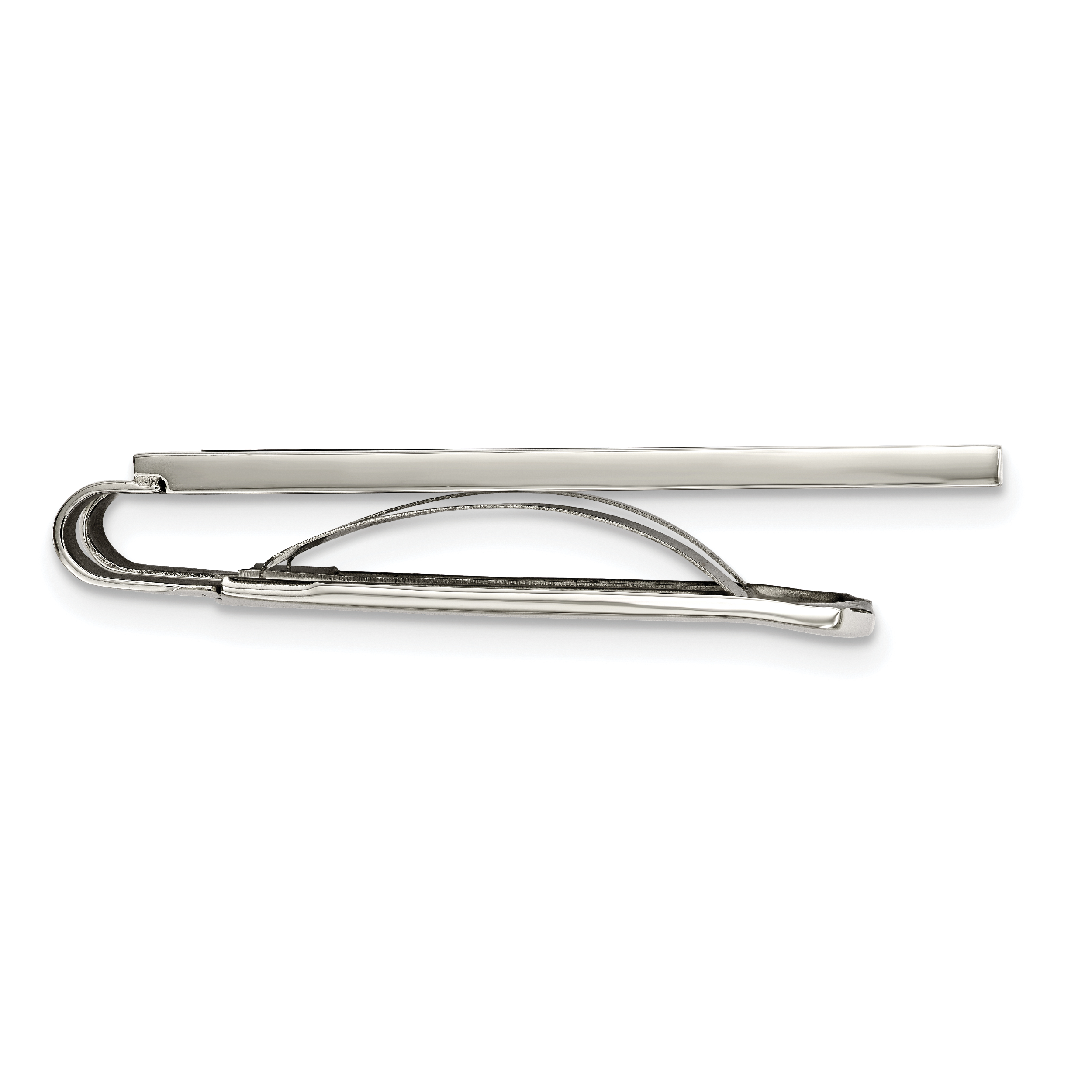 Chisel Stainless Steel Polished with Black Agate Inlay Money Clip