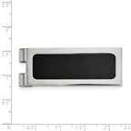Chisel Stainless Steel Polished with Black Agate Inlay Money Clip