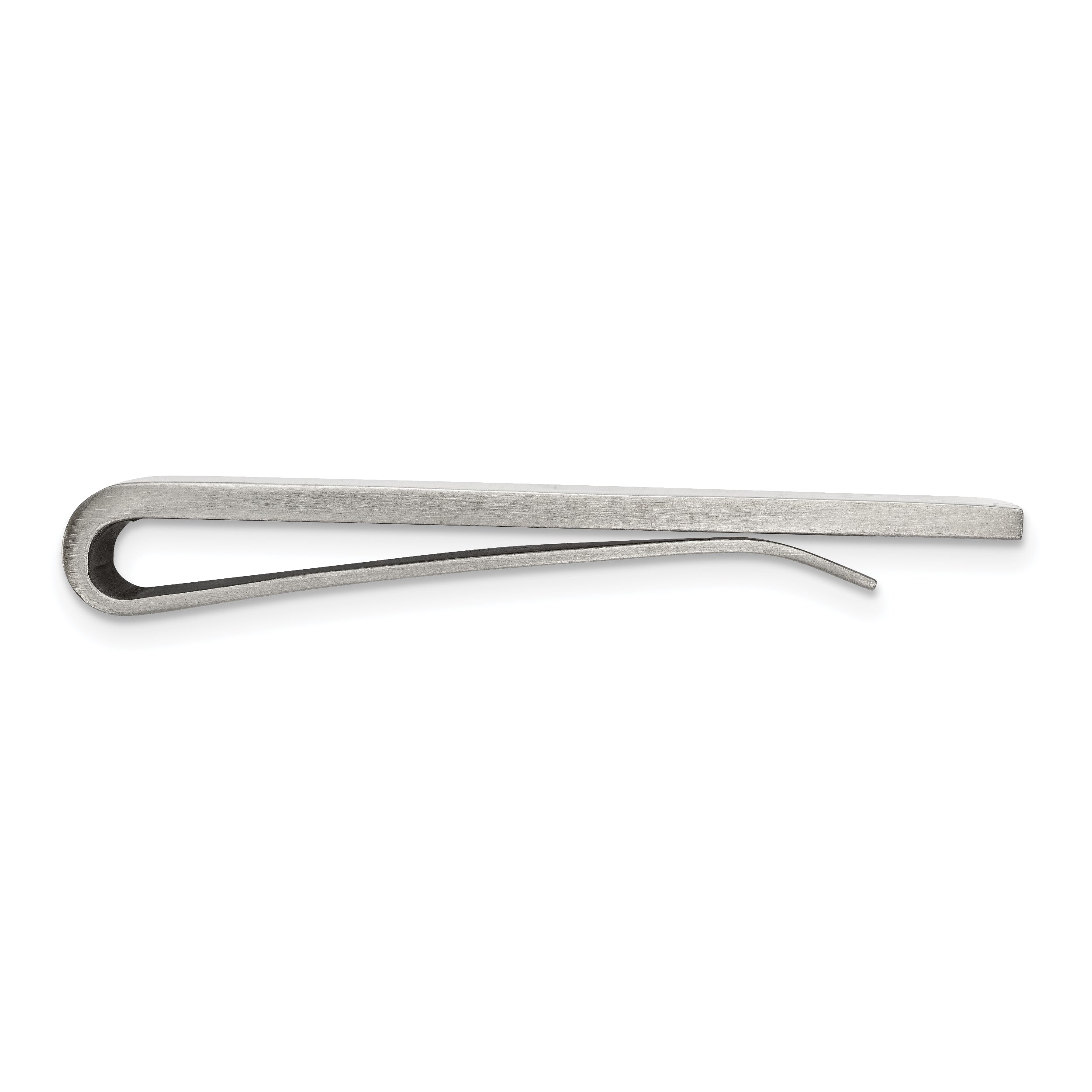 Chisel Stainless Steel Sterling Brushed with Silver Inlay CZ Money Clip